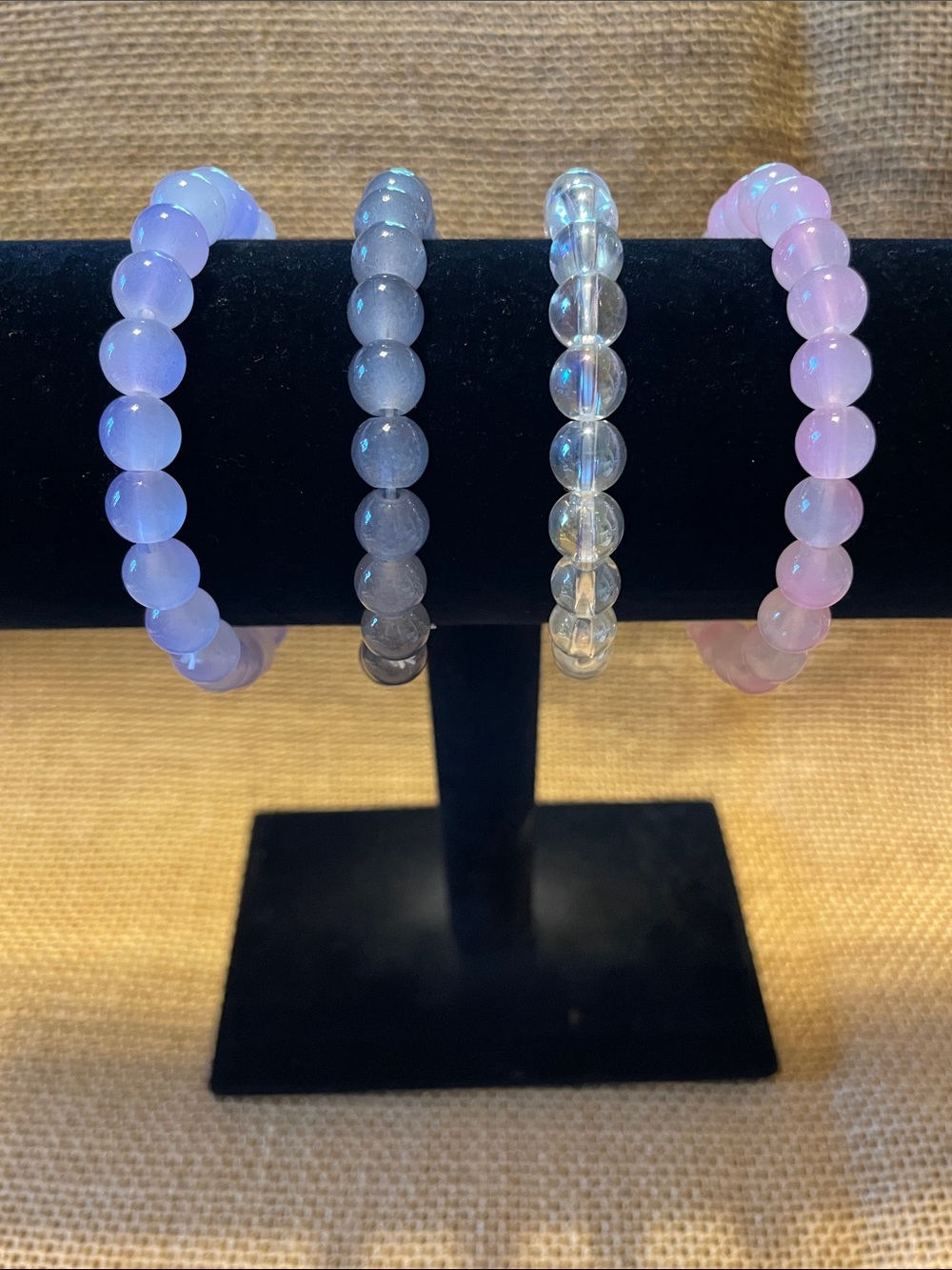 Set of 4 - Multicolor Handmade Glass Beaded Stretch Bracelet